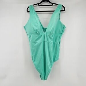 SWIM BY‎ CACIQUE Teal One Piece Swimsuit Tummy Control Size 24 Pool Vacation